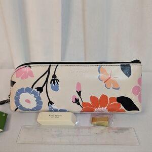 Kate Spade Spring Floral Garden Pencil Case Pouch Set Flowers And Butterfly